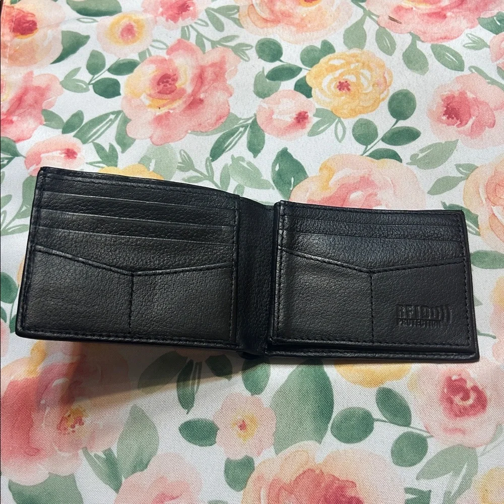 Mens RFID Black Leather Card Holder Bifold Wallet